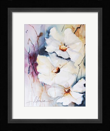Framed Blooms Aquas I Print