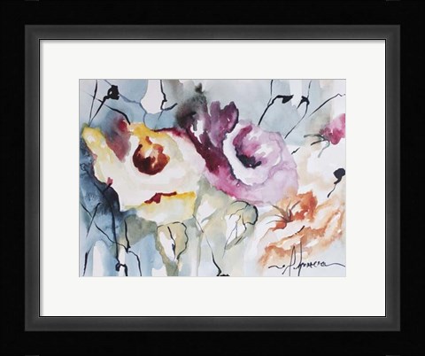 Framed Blooms Aquas IV Print