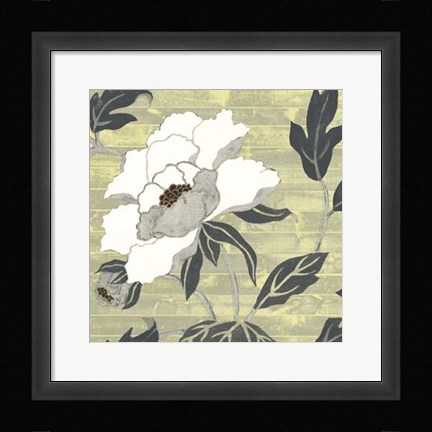 Framed Woodgrain Peony II Print