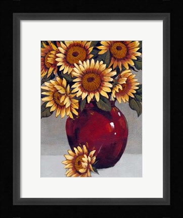 Framed Vase of Sunflowers II Print