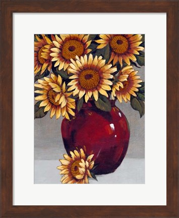 Framed Vase of Sunflowers II Print