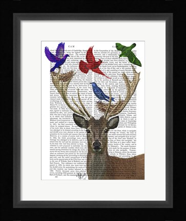 Framed Deer &amp; Birds Nests Print