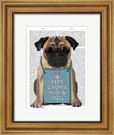 Framed Hug a Pug Print
