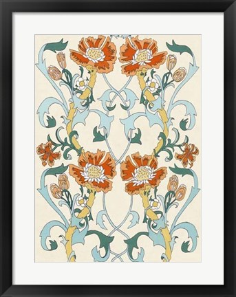 Framed Nouveau Floral Pattern I Print