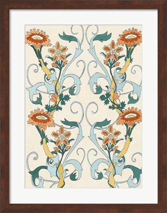 Framed Nouveau Floral Pattern II Print