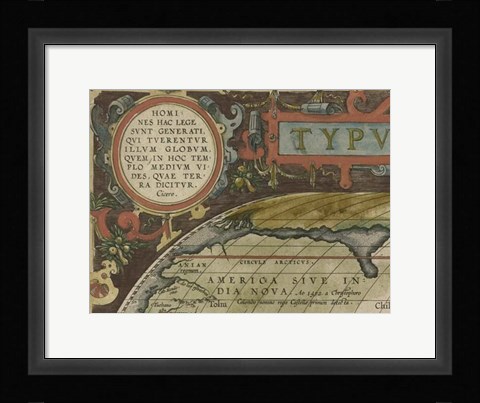 Framed Antique World Map Grid I Print