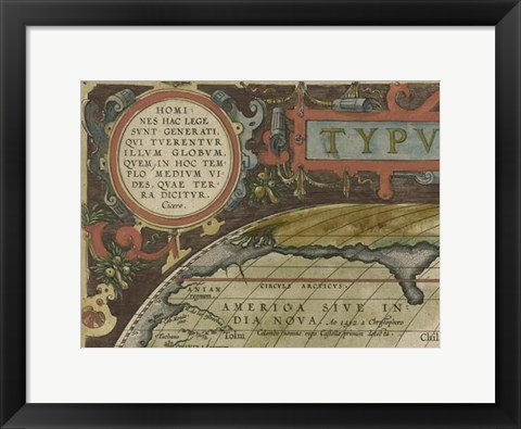 Framed Antique World Map Grid I Print