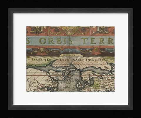 Framed Antique World Map Grid II Print