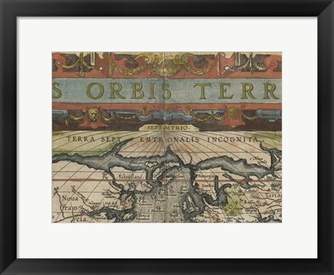 Framed Antique World Map Grid II Print