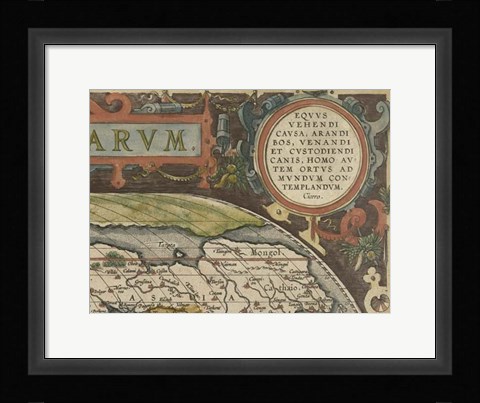 Framed Antique World Map Grid III Print