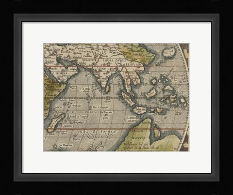 Framed Antique World Map Grid VI Print