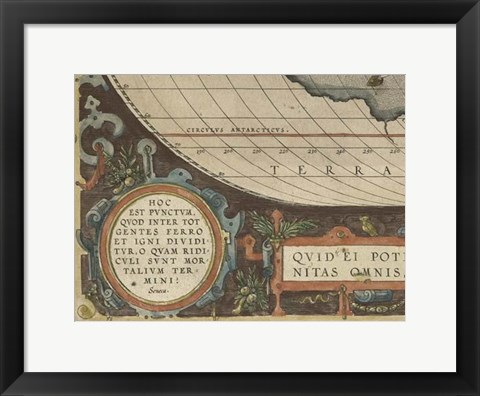 Framed Antique World Map Grid VII Print