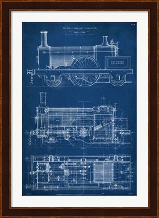 Framed Locomotive Blueprint I Print