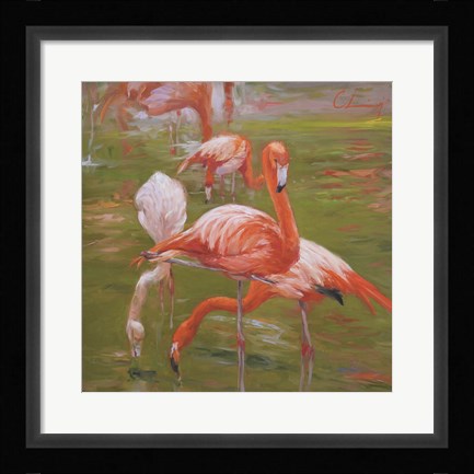 Framed Flamingo I Print