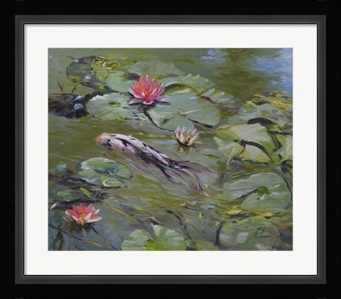 Framed Koi &amp; Lilies III Print