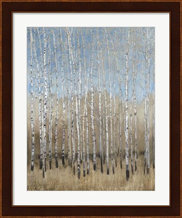 Framed Dusty Blue Birches I Print
