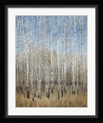 Framed Dusty Blue Birches II Print