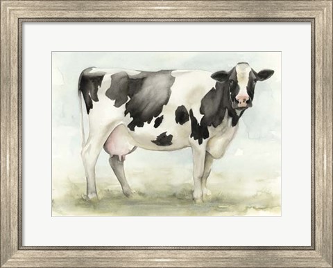 Framed Watercolor Cow I Print