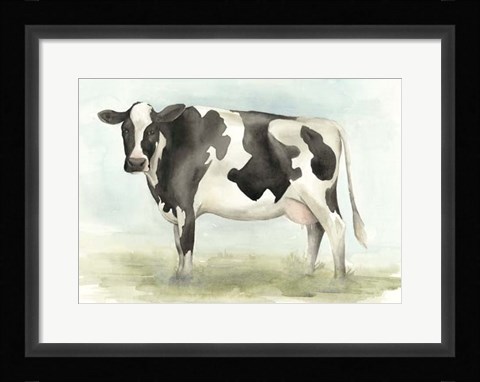 Framed Watercolor Cow II Print