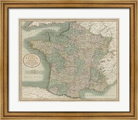 Framed Vintage Map of France Print