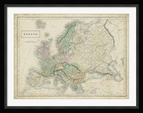 Framed Map of Europe Print