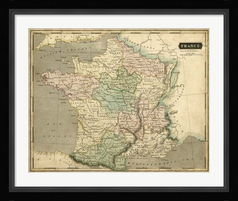 Framed Thomson's Map of France Print