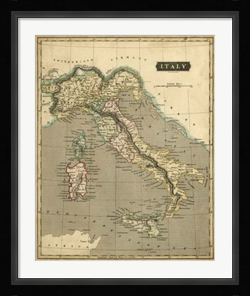 Framed Thomson's Map of Italy Print