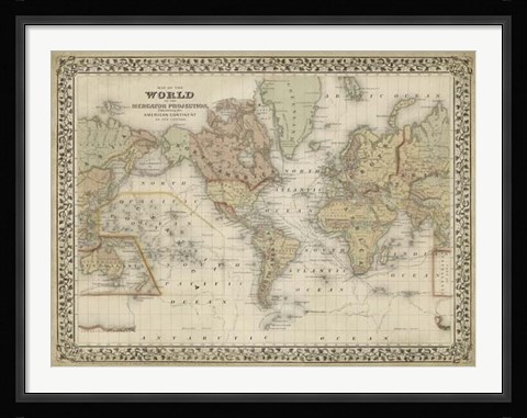 Framed Mitchell's World Map Print