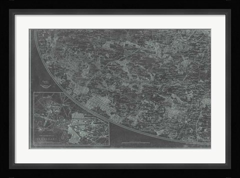 Framed Map of Paris Grid III Print