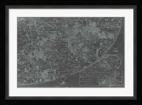 Framed Map of Paris Grid IV Print