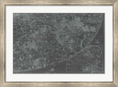 Framed Map of Paris Grid IV Print