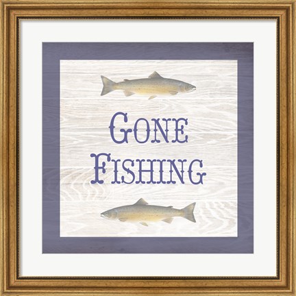 Framed Gone Fishing Salmon Print