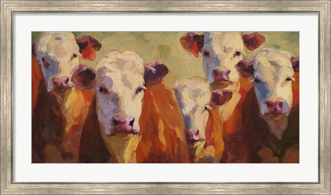 Framed Party of Five Herefords Print