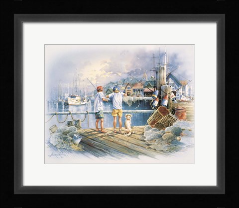 Framed Fishing Dock A Print