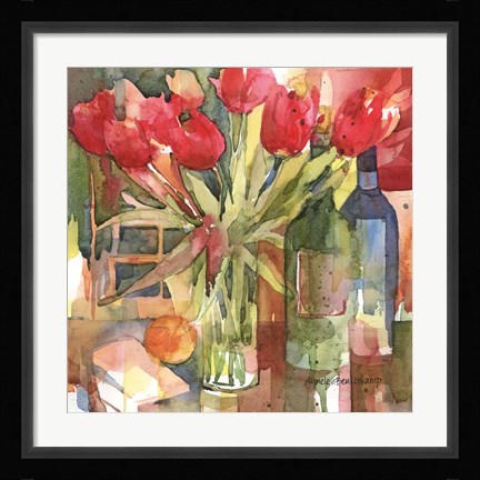 Framed Bottles &amp; Blooms Print