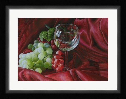 Framed Red Satin and Grapes Print