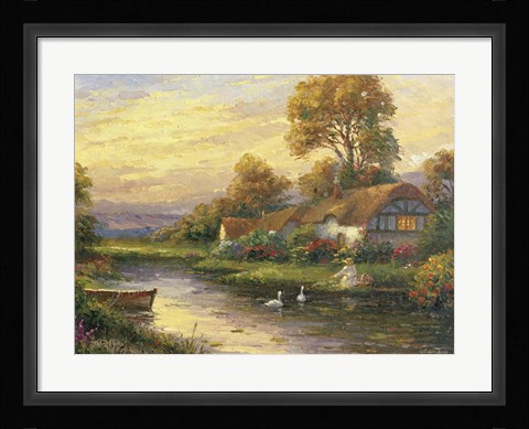 Framed Lakeside Cottage Print