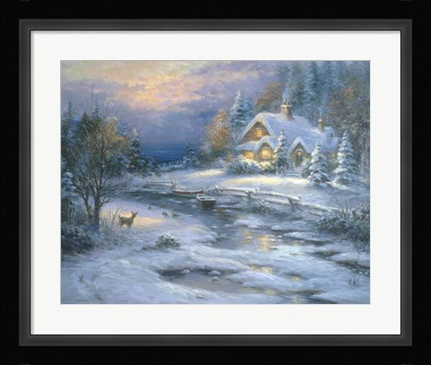 Framed Winter Cottage Print