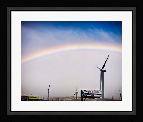 Framed Rainbow and Windmills Print