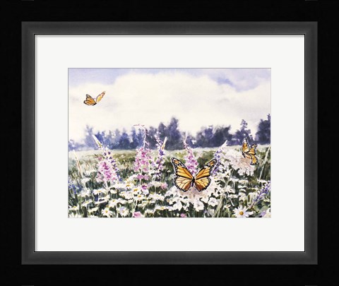 Framed Wild Flowers &amp; Butterflies Print