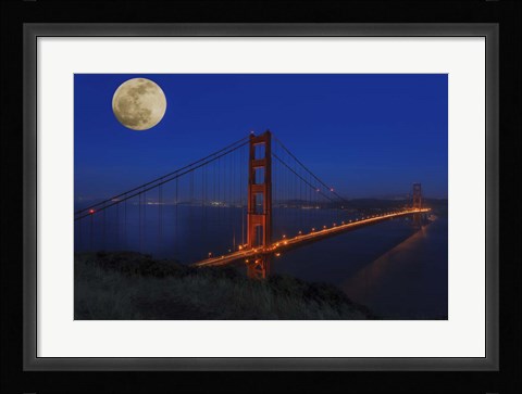 Framed Golden Gate Bridge Full Moon Print