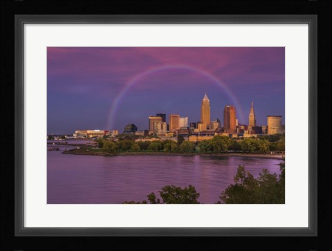 Framed Rainbow over Cleveland Print