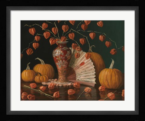 Framed Chinese Lanterns Pumpkin And Fan Print