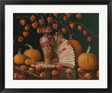 Framed Chinese Lanterns Pumpkin And Fan Print