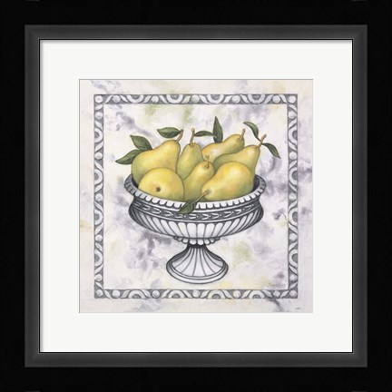 Framed Pears In A Silver Bowl Print