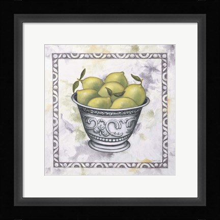 Framed Limes In A Silver Bowl Print
