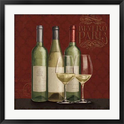 Framed Bistro Paris White Wine Print