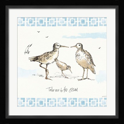 Framed Sandpiper Sea III Print