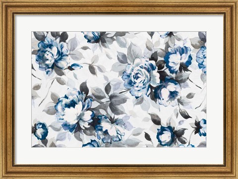 Framed Scent of Roses Indigo Print