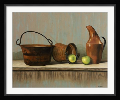 Framed Rustic Cooking Pots Print